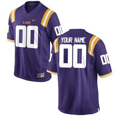 Mens LSU Tigers Customized Replica Football Jersey - 2015 Purple